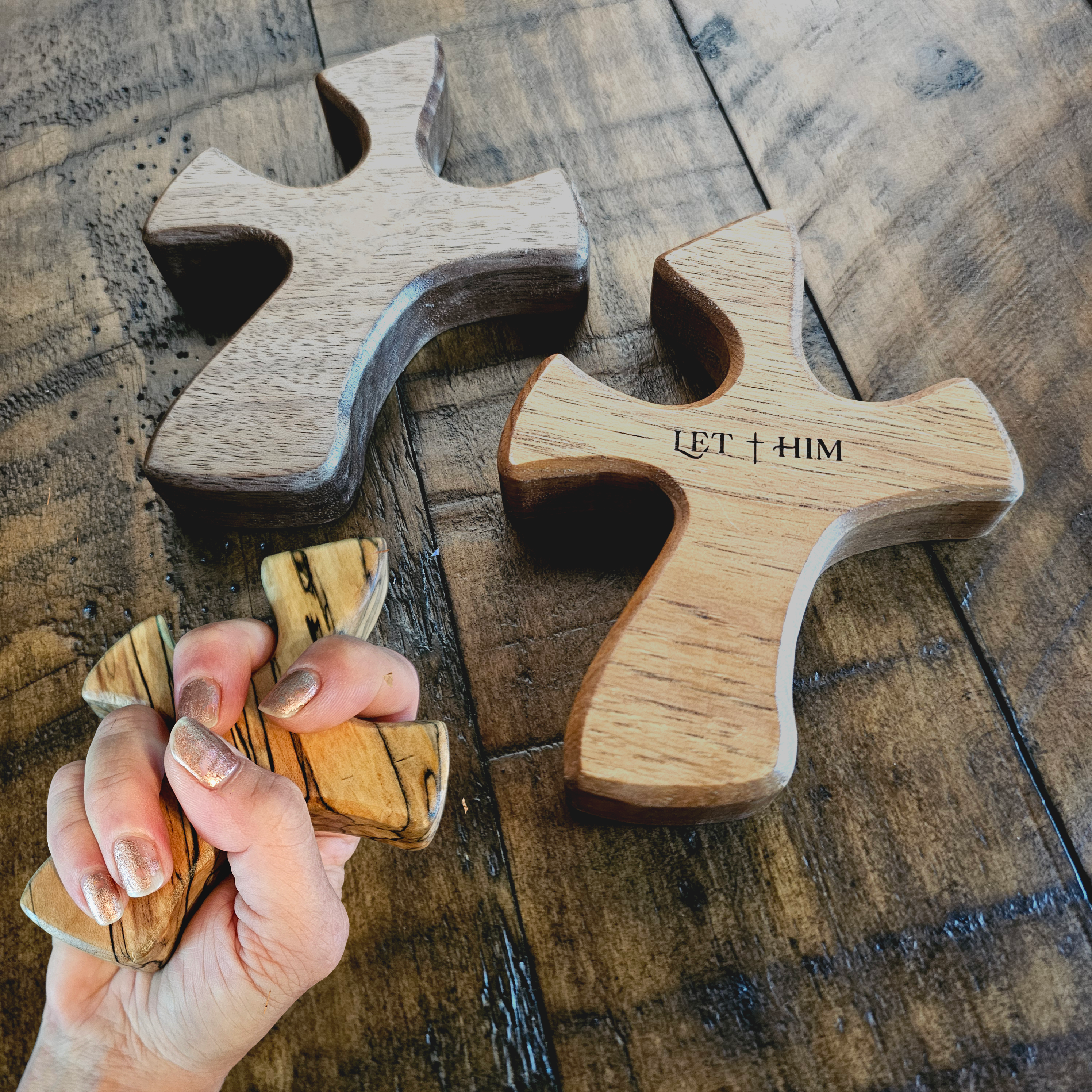 Let Him Handheld Prayer Cross