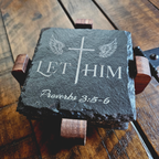 Let Him Custom Slate Coaster Set