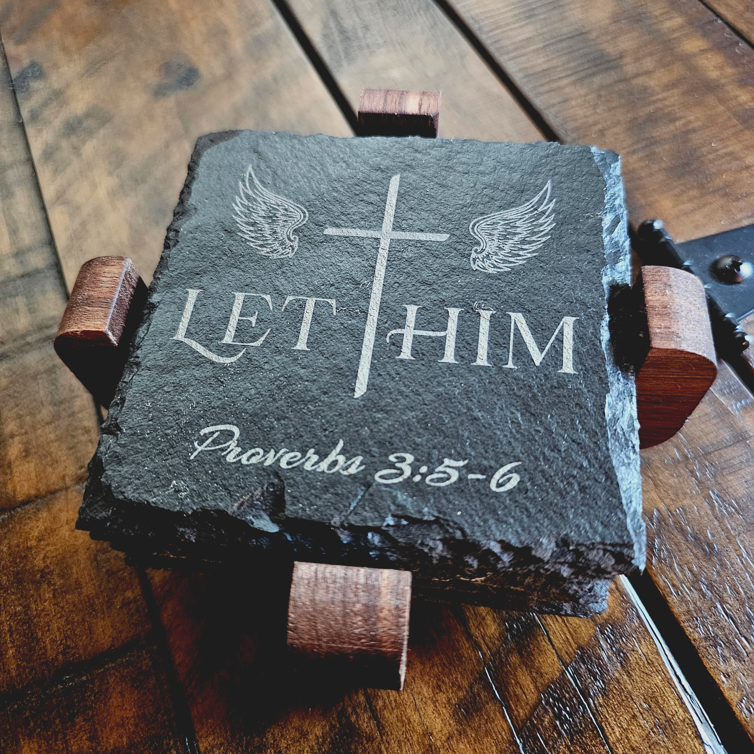 Let Him Custom Slate Coaster Set